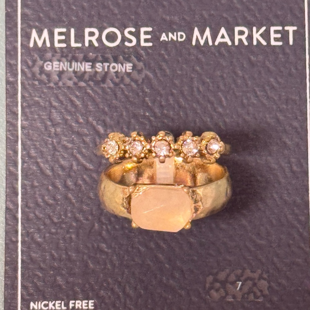 Melrose and Market Gold Ring Set with Crystal Details SZ7